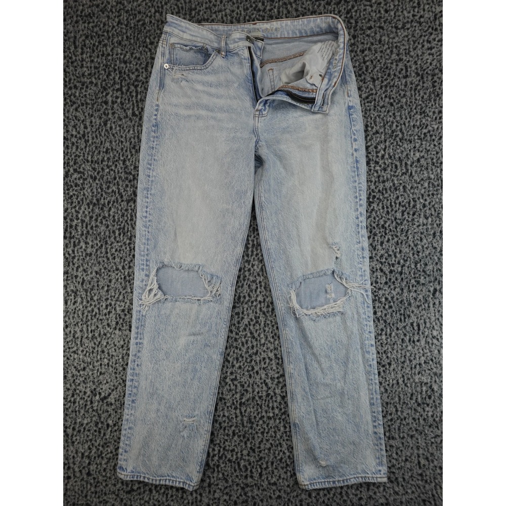 American Eagle 90s Boyfriend Jeans Womens 6 Long Light Wash Distressed